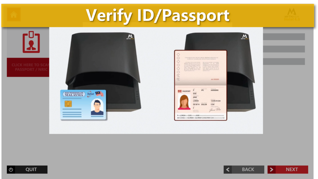 Kiosk ID scan and facial recognition screen