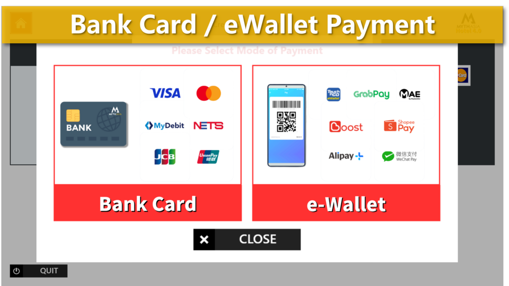 Kiosk hotel payment screen